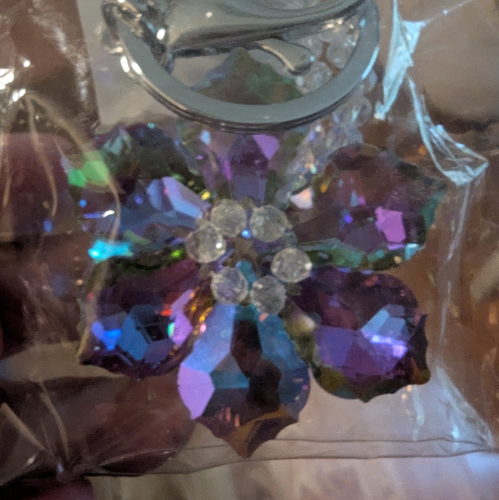 NEW Purple Flower Keychain Purse charm
